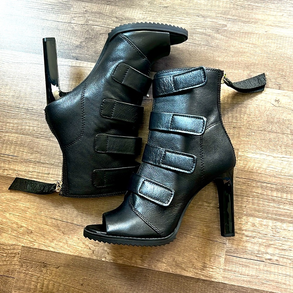 DKNY's Blake peep-toe booties command attention!